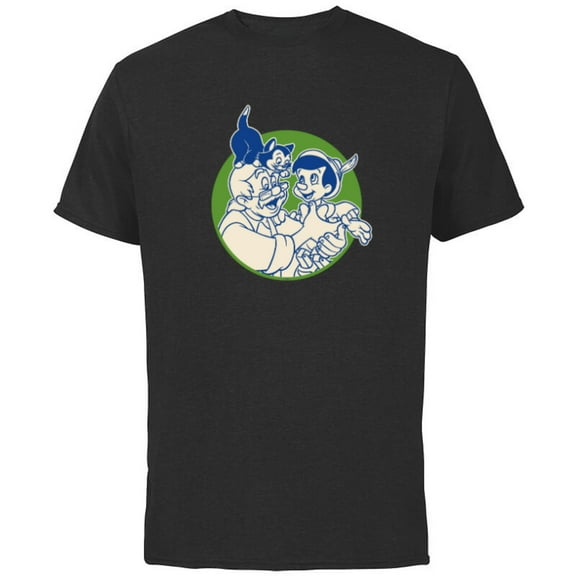 Disney Pinocchio Geppetto and Figaro - Short Sleeve Cotton T-Shirt for Adults - Customized-Athletic Heather