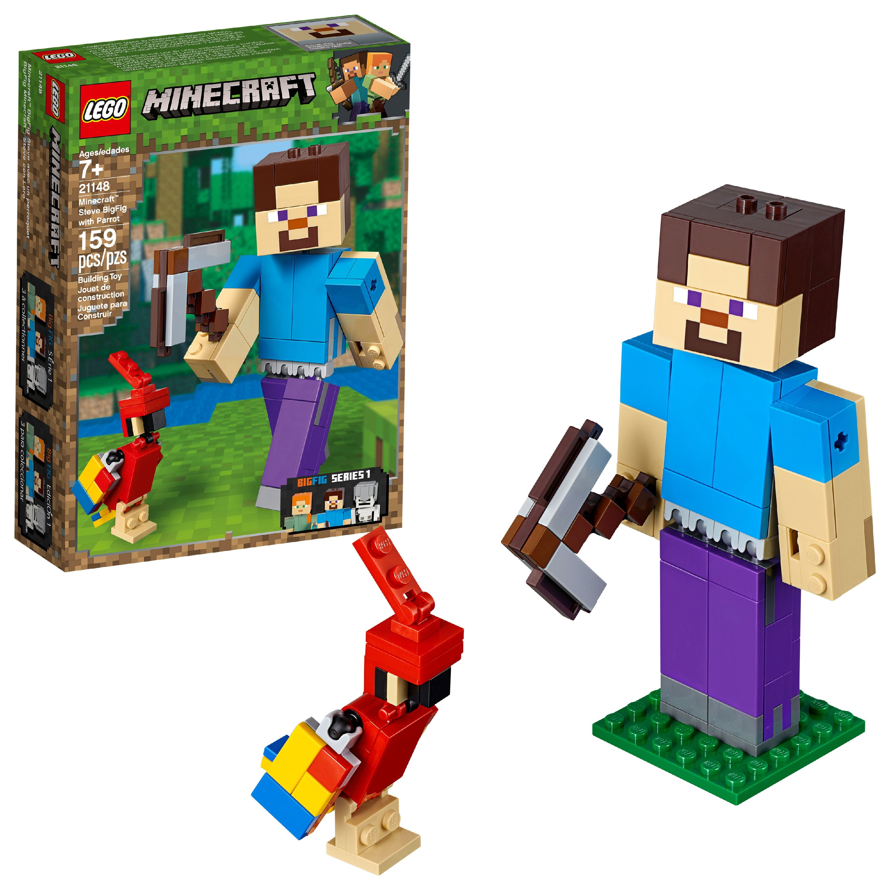 Lego Minecraft Steve Bigfig With Parrot Building Toy Walmart Com Walmart Com