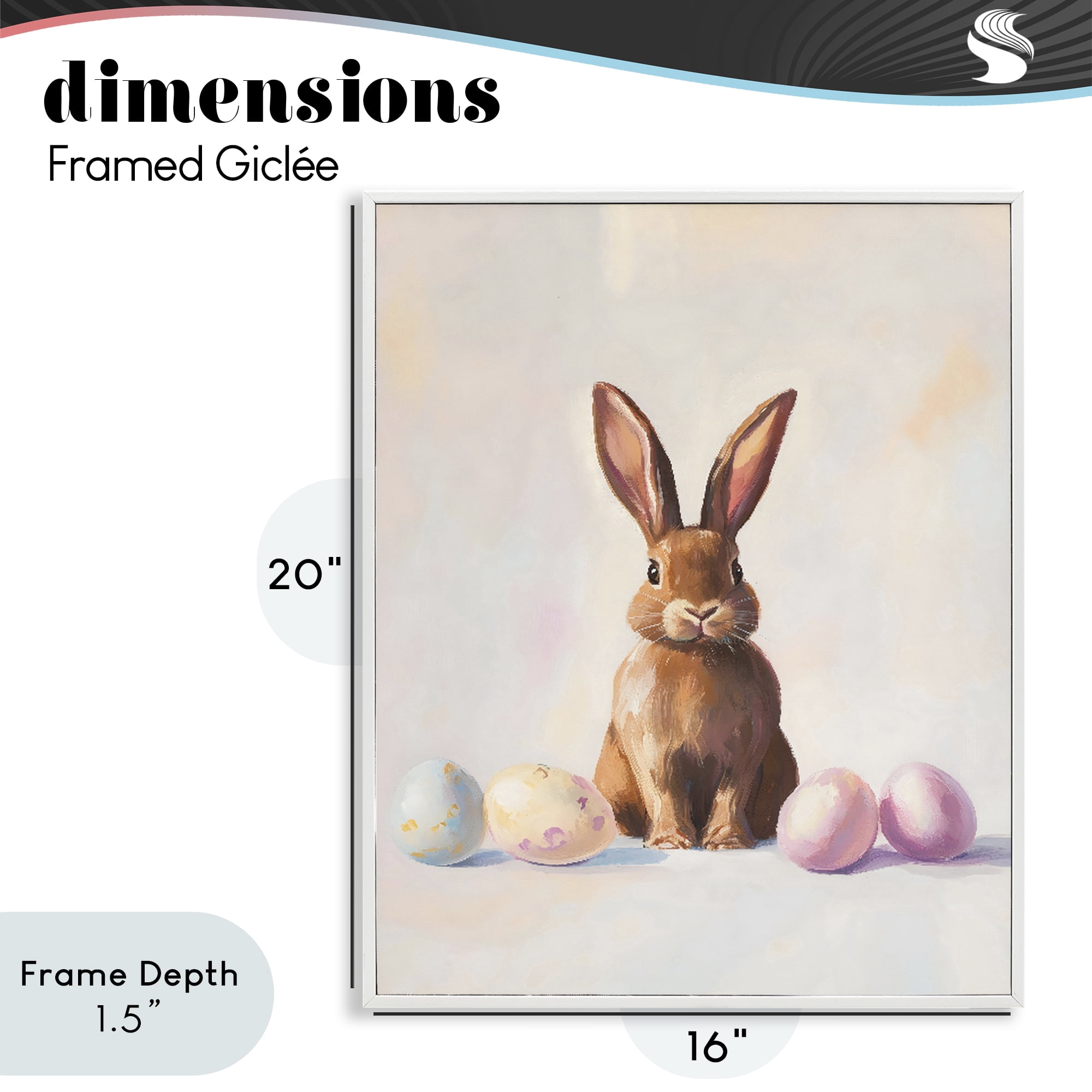 Stupell Industries Easter Bunny with Pastel Eggs White Framed Giclee Art, design by The Prints Vibe