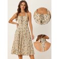 thumbnail image 2 of DARING DIVA Women's Halter Sleeveless Lace Up Floral Midi Dresses L Beige, 2 of 6