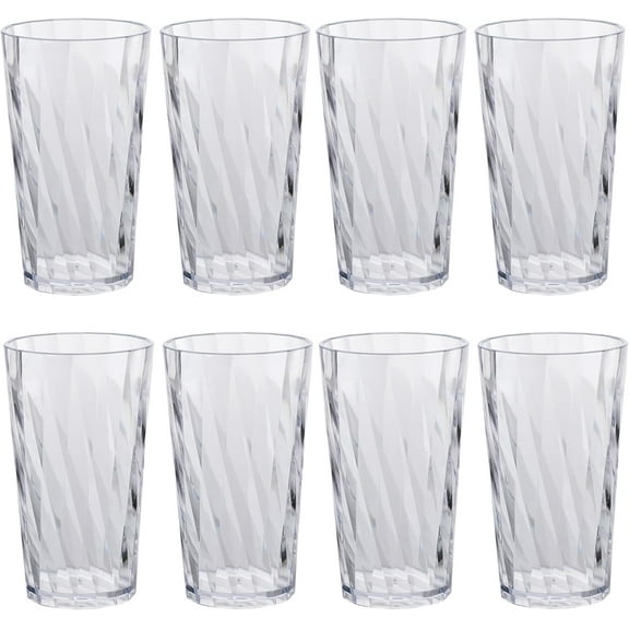unbreakable Plastic Drinking Glasses,set of 8, shatterproof drinking cups, plastic glass cups, 10 ozplastic Tumbler Cups, Dishwasher Safe (transparent)