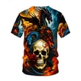 thumbnail image 4 of Men's casual multi-colored faucet skull print short-sleeved T-shirt, 4 of 5