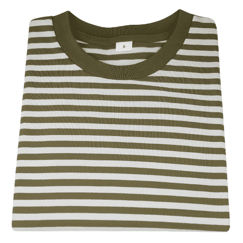 Children's Cotton T-Shirt, Striped T-Shirt, Soft Aqua, Brown and White - 4T