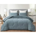 thumbnail image 2 of Chezmoi Collection Vero Dusty Blue Comforter Set King Size 3-Piece Fluffy Soft Lightweight Bedding Honeycomb Geometric Stone-Washed Microfiber Comforter Set for All Season, 2 of 9