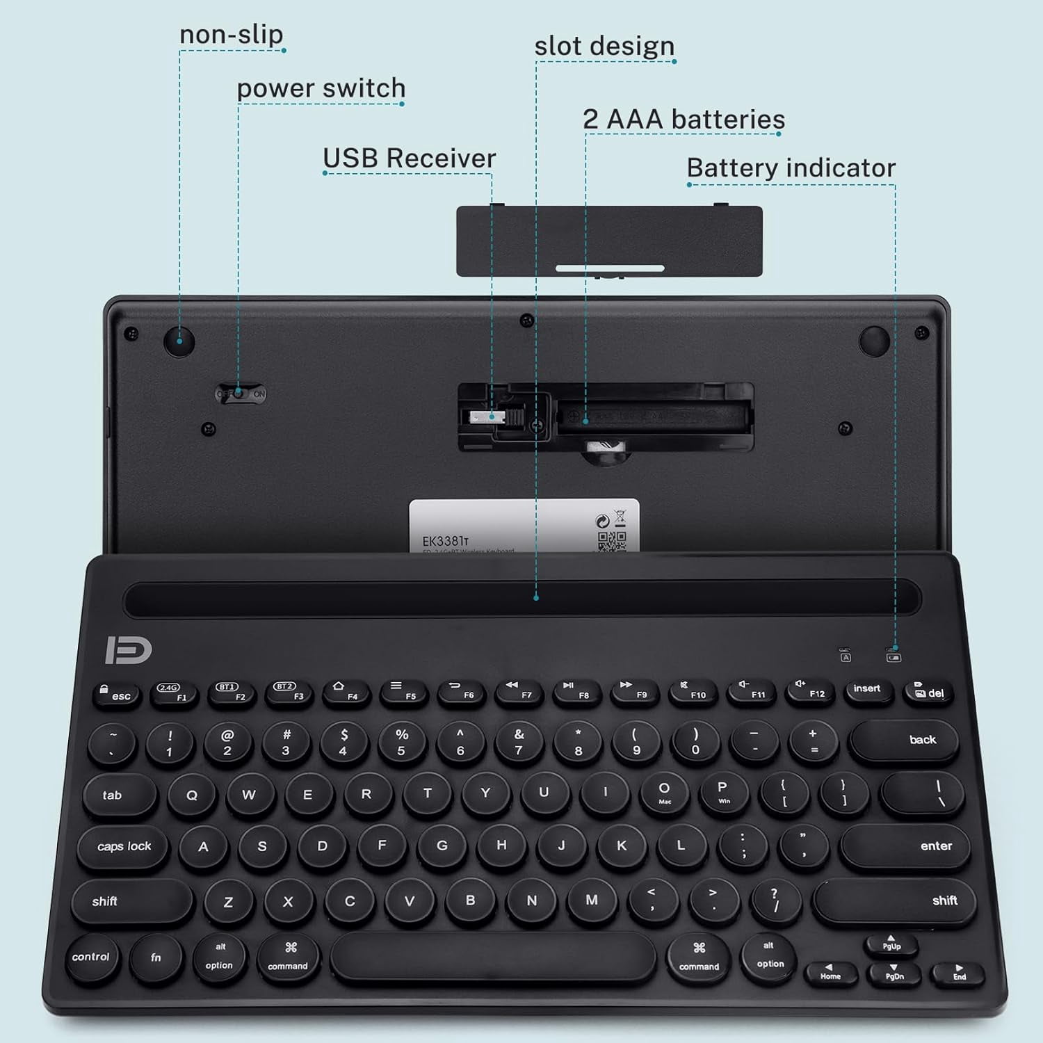 Dual Channel Multi-Device Universal Cute Wireless Bluetooth Keyboard Portable Slim with 20m Connection Distance for Tablet Smart Phone PC Windows Android iOS Mac (Pink)