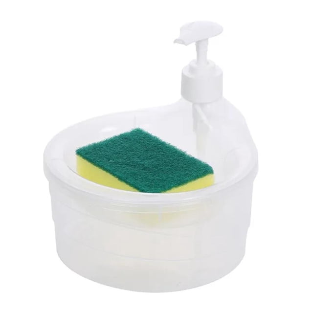 Dishwasher Dispenser Sponge Holder Washing Soap Dispenser 2 In 1 Washing Up Liquid Dispenser