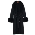 thumbnail image 4 of Nuevo abrigo de invierno para mujer, 100 % lana de doble cara, con cuello de piel de lujo, cinturón para mujer, abrigos de lujo extra largos de alta calidad, 4 of 5