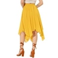 thumbnail image 3 of INSPIRE CHIC Women's Elastic Waist Chiffon Handkerchief Hem Flare Midi Skirt XL Yellow, 3 of 7