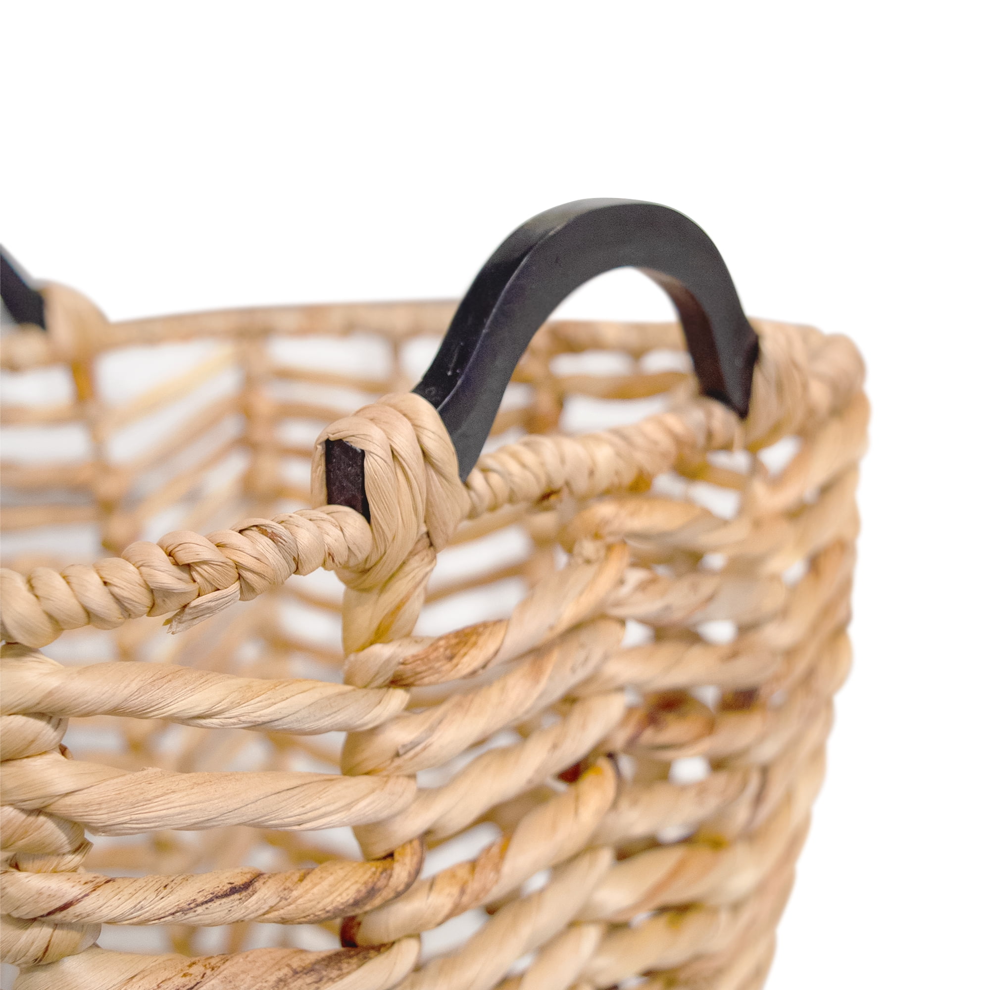 Mainstays Natural Brown Seagrass Storage Basket with Wooden Handles