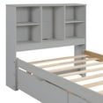 thumbnail image 4 of Twin Storage Bed with Bookcase Headboard, Twin Size Captain Bed Frame, with 2 Drawers and Charging Station, Twin Bed Frame with Storage, No Box Spring Needed, Easy Assembly, Gray, 4 of 10