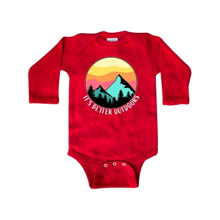 

Inktastic It s Better Outdoors Mountains at Sunset Gift Baby Boy or Baby Girl Long Sleeve Bodysuit