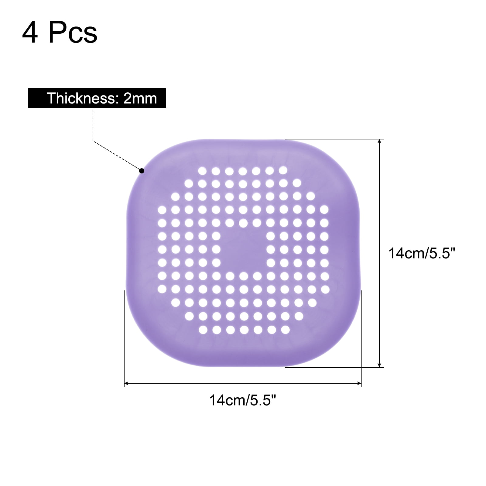 Unique Bargains Hair Catcher with Suction Cup Silicone Strainer 5.8" Purple 4Pcs