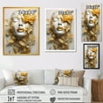 thumbnail image 4 of Designart "Woman Portrait in White and Gold with Leaves II" Fashion Framed Wall Art - Glam Gold Fashion Woman Entryway Framed Wall Art, 4 of 6