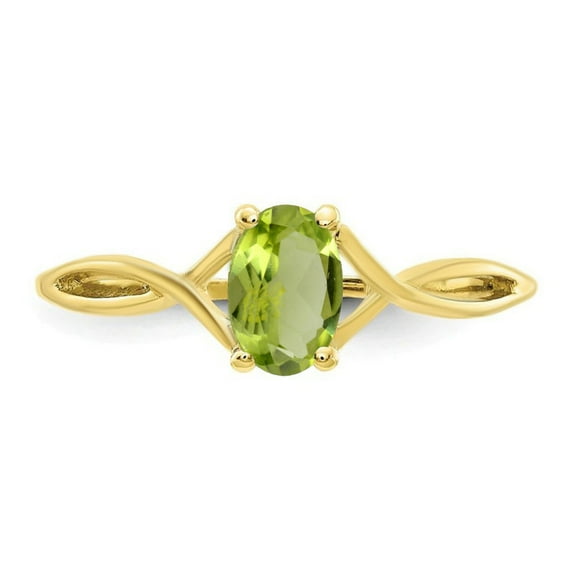 Gold Plated 925 Sterling Silver August Birthstone Natural Peridot Gemstone Solitaire Silver Ring For Women