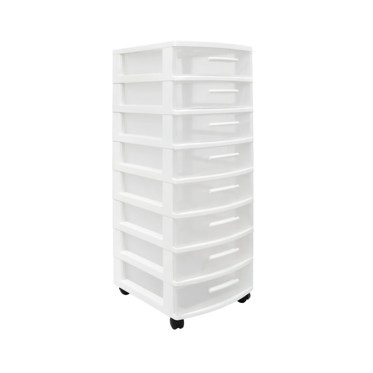 MQ Eclypse 8-Drawer Rolling Storage Cart - White