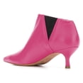 thumbnail image 3 of YDN Women Classic Kitten Low Heel Chelsea Ankle Boots Pointed Closed Toe Slip On Leather Easy Walking Dress Shoes Size 9.5 Fuchsia, 3 of 4