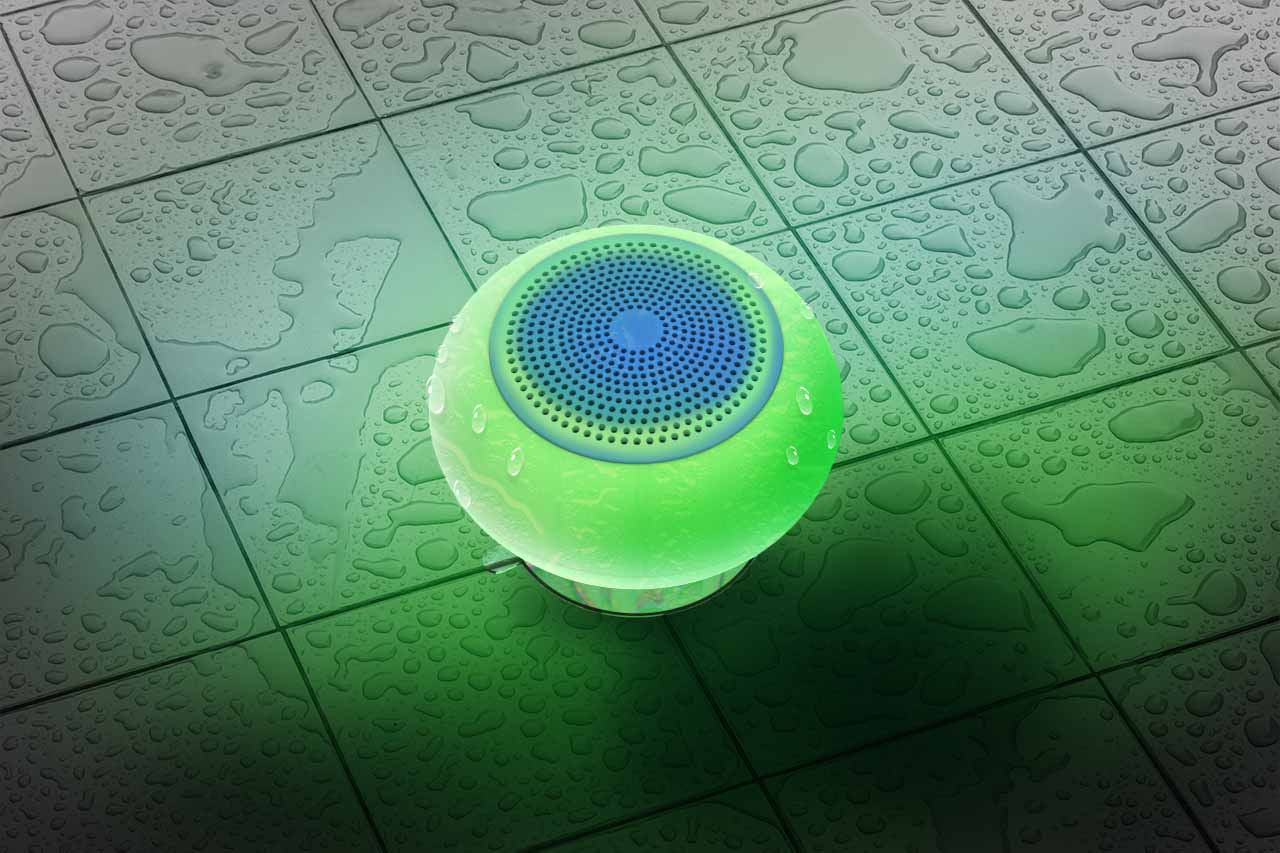 Ledeez Splash! Wireless Bluetooth Portable Speaker with LED Shower, White