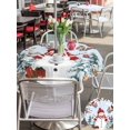 thumbnail image 4 of Outdoor Tablecloth with Umbrella Hole and Zipper, Blue Snowman Christmas Round Table Cloth 54 Inch Waterproof Tablecloth, Xmas Tree Branch Birds Picnic Table Cover for Patio Camping, 4 of 7