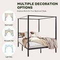 thumbnail image 6 of Einfach Queen Size Canopy Bed Frame with Metal Headboard, No Box Spring Needed, Black, 6 of 9