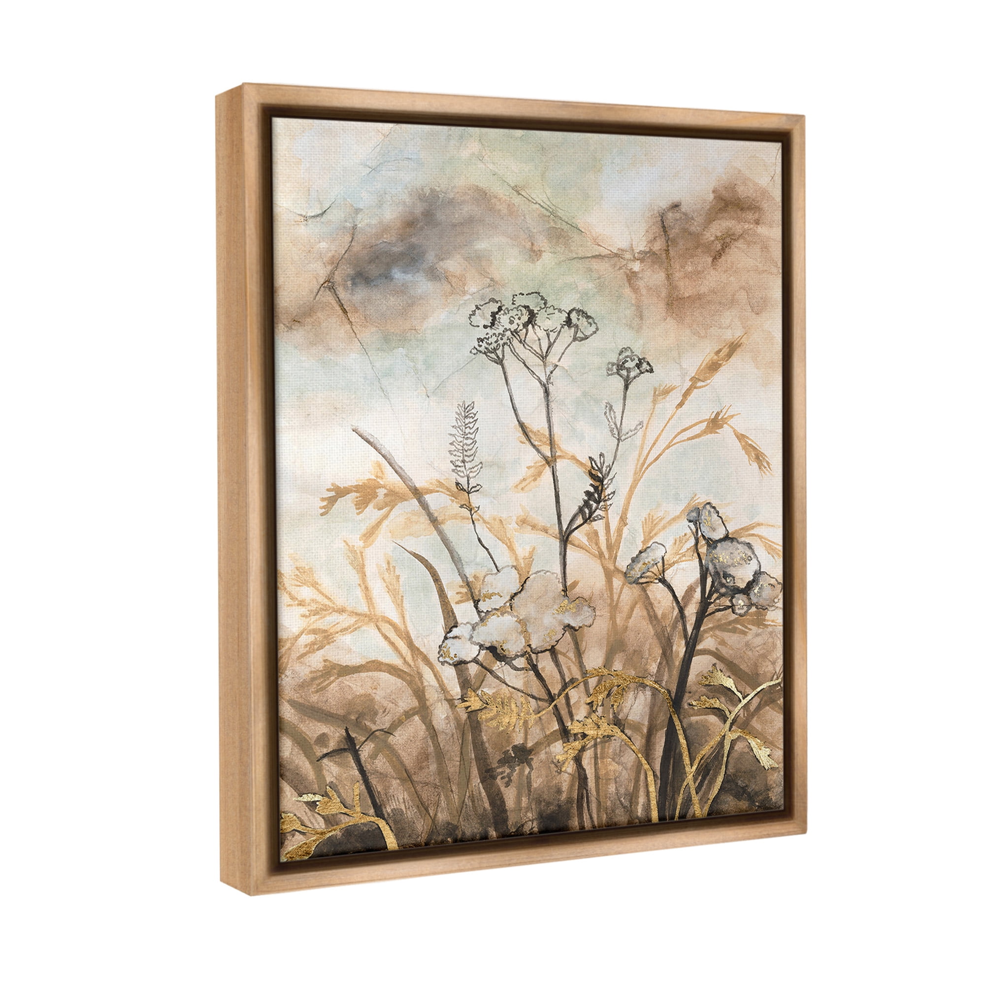 Stupell Industries Neutral Landscape Collage Landscape Painting Brown Floater Framed Canvas Art Print Wall Art, 17 x 21