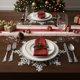 thumbnail image 4 of Manteles de Copo de Nieve Redondos de PVC lavable de 15 pulgadas | Dorado, rojo, plata | Mantilla de mesa resistente al calor y a las manchas | Diseño floral fácil de limpiar y hueco | Decoración de, 4 of 6