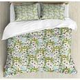 thumbnail image 1 of Spring Duvet Cover Set King Size, Pattern of Delicate Floral Branches Repetition with Nature Leaves, Decorative 3 Piece Bedding Set with 2 Pillow Shams, Pale Blue and Multicolor, by Ambesonne, 1 of 3