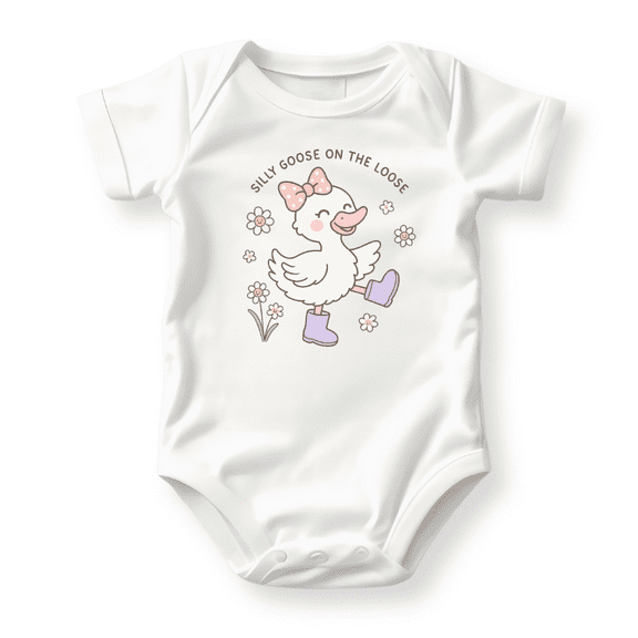 Silly Goose On The Loose Baby Bodysuit, Newborn Outfit, Baby Clothes, Gift for Children 12m White