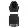 thumbnail image 3 of Women Sleeveless Crop Top + Hip Skirt Sequin Tassel Fringe Skirt Hip Scarf Rave Skirt Belly Dance Costume for Women, 3 of 7
