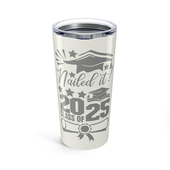 Graduation 20 oz Stainless Steel Travel Tumbler Double-Wall Insulated with Lid, Off White
