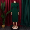 thumbnail image 3 of AURA Plus Size Autumn Pleated A Line Commuter Dress Elegant High Waist Midi OL Dress XL XXXL, 3 of 9