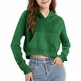 thumbnail image 2 of UQJfacai Girls Cropped Hoodie Y2k Fleece Pullover Sweatshirts with Pocket Kids Fall Winter Casual Long Sleeve Crop Tops 4-12 Years, 2 of 8
