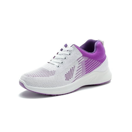 

Fangasis Women Flats Breathable Sneakers Lace Up Casual Shoes Women s Walking Shoe Sports Lightweight Comfort Fashion Sneaker Purple 7