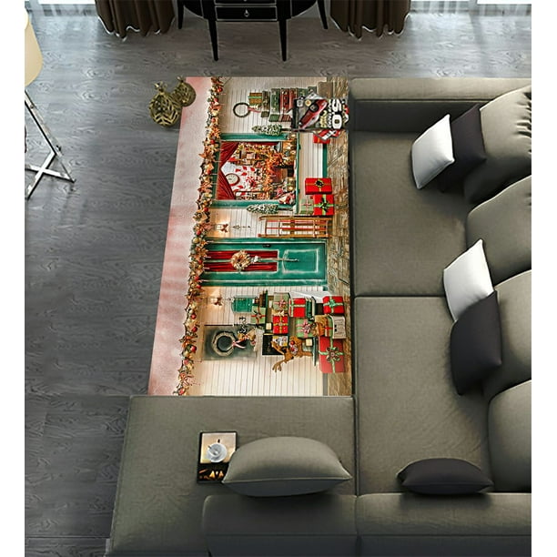ECZJNT Christmas Street Decorations Runner Rug 2 x 10ft Long Area Rug