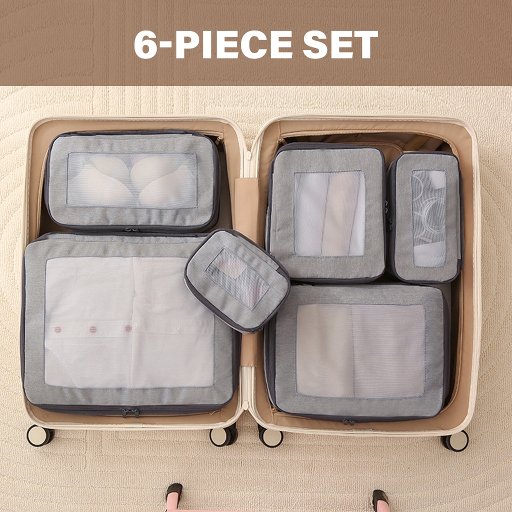 6Pcs Travel Organized Packing Cubes Set Portable Laundry Bag Pouches Storage Luggage for Women Men Easy Packing