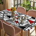 thumbnail image 3 of Red Black Geometric Table Cloths for 6 Foot Rectangle Tables, Abstract Art Modern Line Patio Waterproof Elastic Fitted Tablecloths, Washable Rectangular Table Cover for Camping, 3 of 8