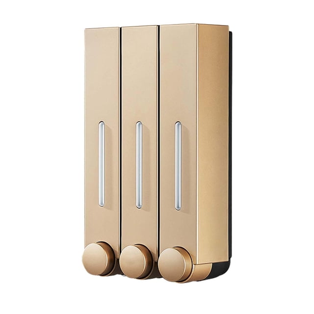 Wall Mounted Soap Dispenser Hand Control Gold-colored Durable Convenient Stylish Three Head