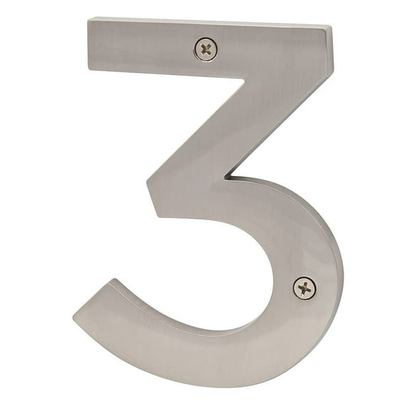 Sure-Loc Hn5-3 5"" Tall Satin Zinc Nickel House Number 3 - Nickel