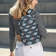 thumbnail image 2 of Geaub shark wearing swim ring durable canvas backpack: stylish, lightweight, and spacious with adjustable straps, 2 of 7
