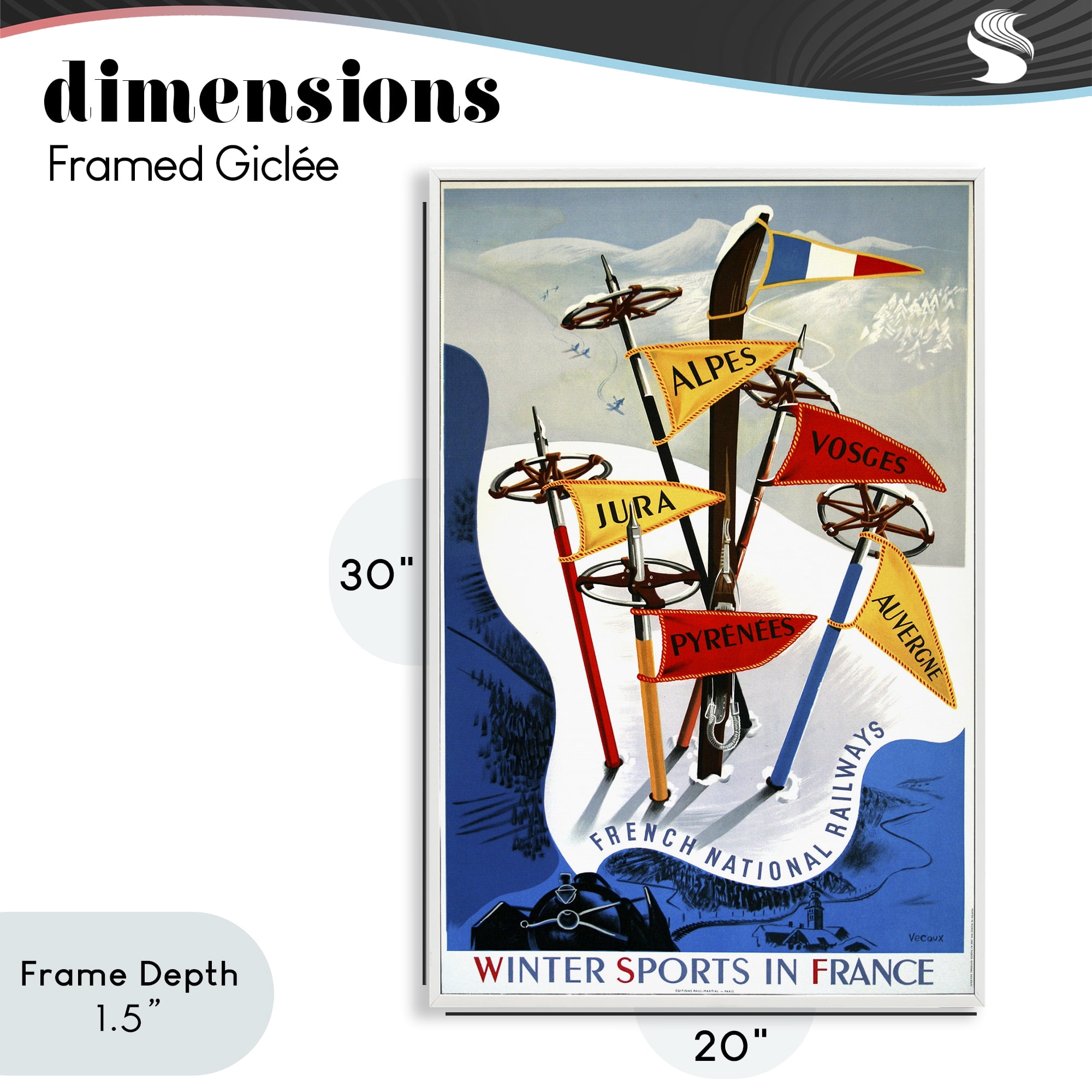 Stupell Industries Winter Sports In France White Framed Giclee Art, design by Vintage Posters