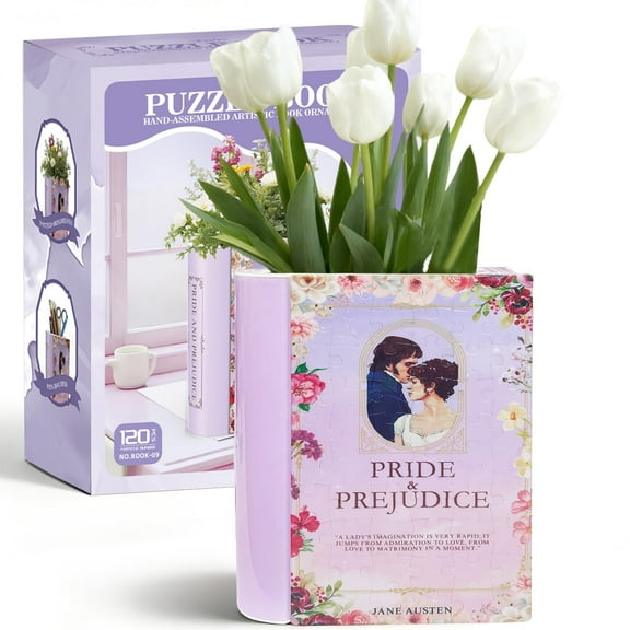 3D Puzzle Book Vase for Flowers, 120 Pcs 3D Puzzle Vase for Kids Ages 8 , Creative Bookshelf Decor for Book Lovers, Ideal Gift for Women & Teens(Pride)