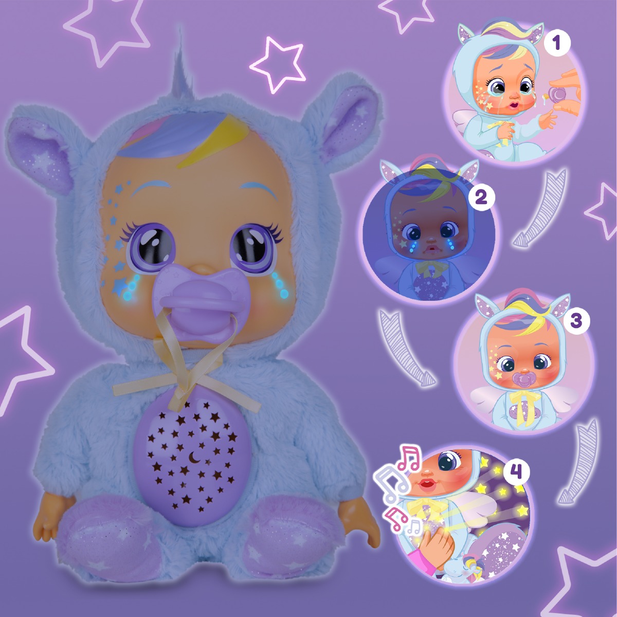 Cry Babies Goodnight Starry Sky Jenna 12 inch Doll with Starry Sky Projection! - image 3 of 10