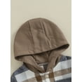 thumbnail image 5 of Toddler Baby Boy Girl Fall Winter Clothes Flannel Hooded Plaid Shirt Jacket Button Down Shacket, 5 of 7