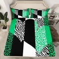 thumbnail image 2 of jejeloiu Chic Leopard Pattern Bed Sheets,Green White Black King Sheets Cheetah Lover 4pcs, 2 of 7