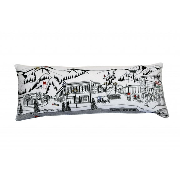 35" White Aspen Daylight Skyline Lumbar Decorative Pillow