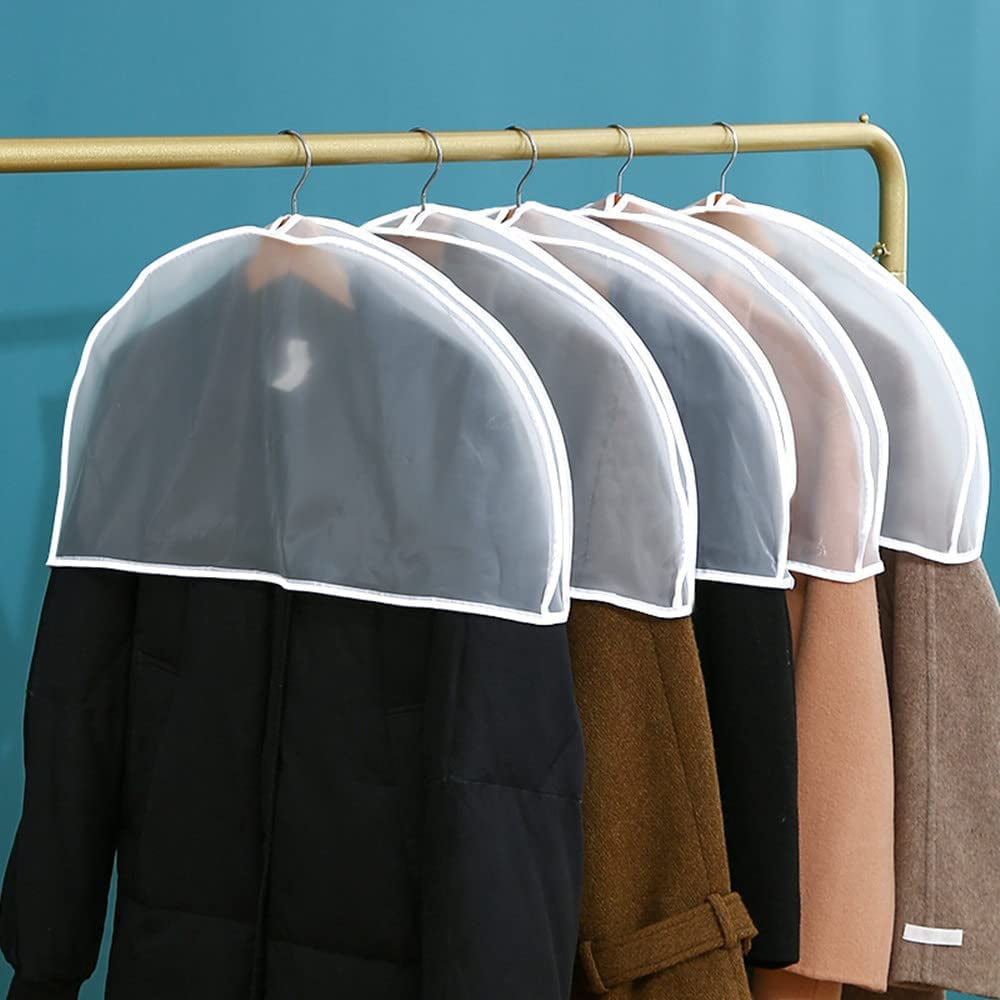 RGHJAR-10Pack Shoulder Covers Clothing dust Cover Hanger Covers for Clothes Plastic Garment Bags for Closet Storage Suit, Coats, Jackets, Dress Closet Storage