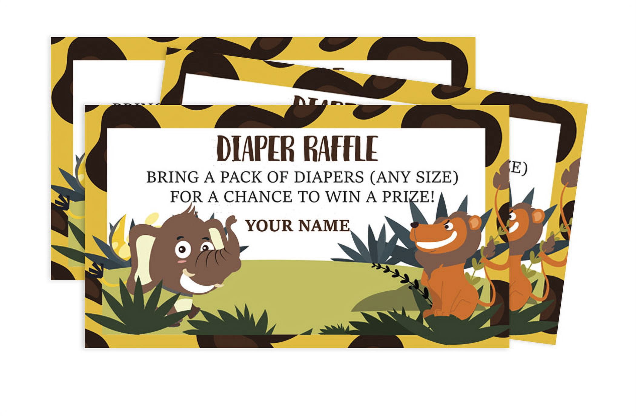 Inkdotpot 30Baby ShowerDiaper Raffle Ticket Lottery Insert Cards Supplies Games For Baby Shower Party Jungle Animals Bring A Pack Of Diapers To Win Favors Gifts And Prizes