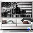 thumbnail image 6 of Original by BoxColors LARGE 30"x 60" 3 Panels 30"x20" Ea Art Canvas Print Flag USA Detroit skyline light buildings black & white Wall Home Office decor (framed 1.5" depth), 6 of 6