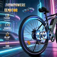 thumbnail image 4 of 26IN 749W Mountain Ebike, 7-Speed 20MPH 45Miles Electric Bicycle 36V 12AH Battery,High comfort level Electric Bike for Adult,UL2849, 4 of 8