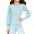 thumbnail image 5 of Posijego Girls Puff Long Sleeve Tops Spring Fall Cute Shirts Casual Knit Pullover Lightweight Sweaters for Little Girls, 5 of 8