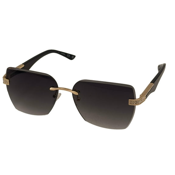Guess Women's Gold Oversized Rimless Square Plastic Sunglasses